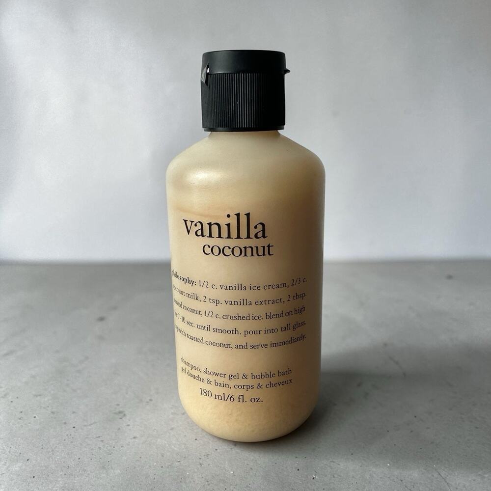 Philosophy Vanilla Coconut Travel Size 6 oz. Shampoo Shower Gel Bubble Bath NEW